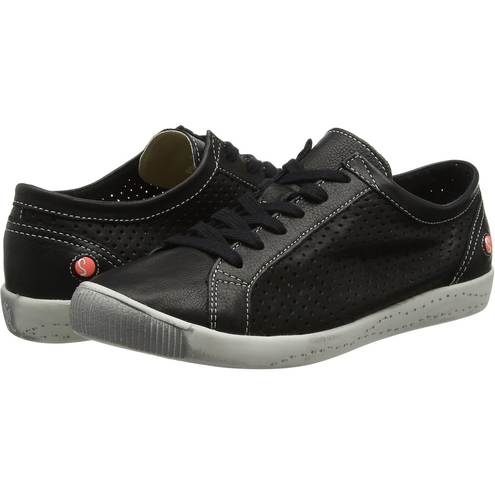 Softinos by Fly London Black Perforated Leather Shoes Sneakers  EU 37 US 6-6.5